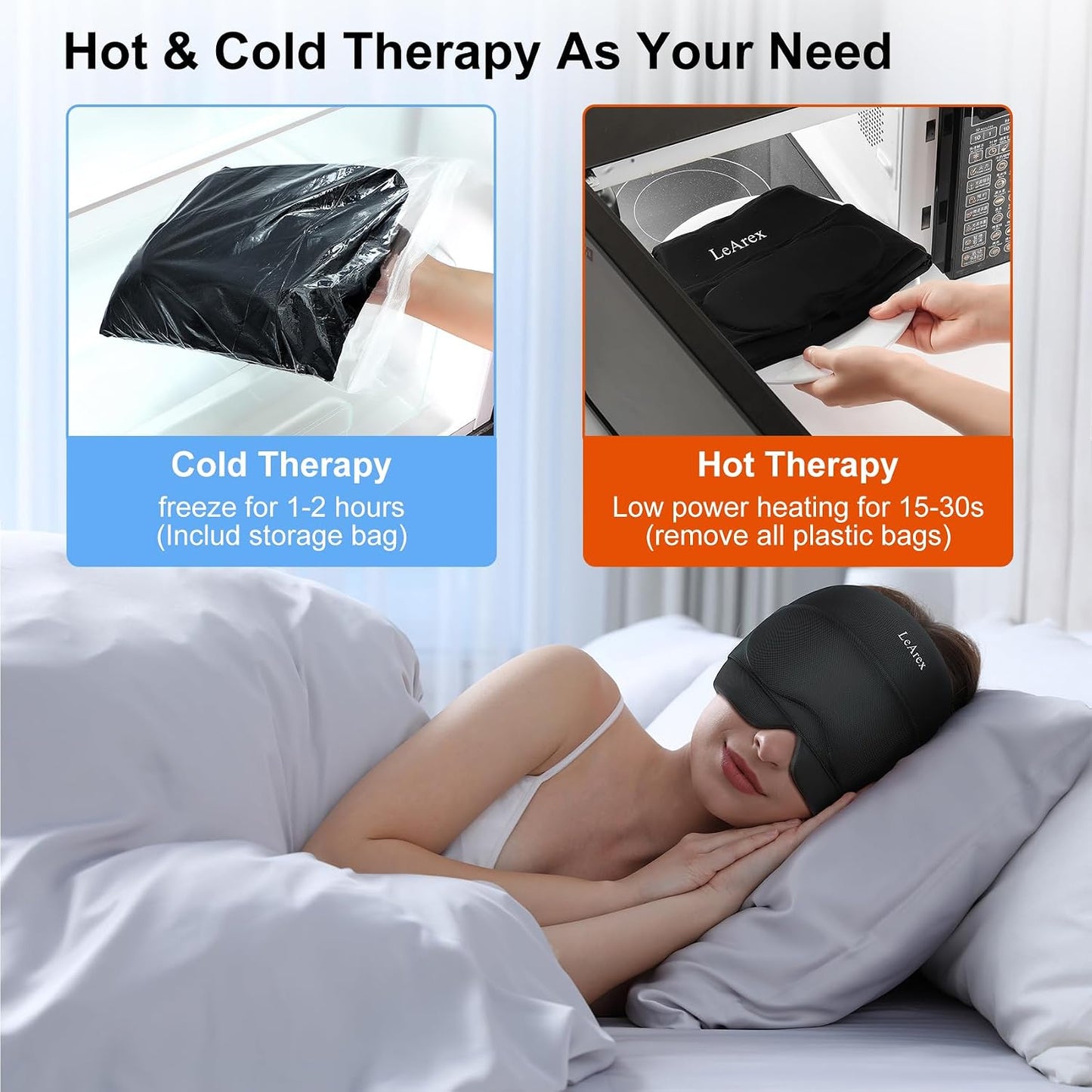 Ultimate Gel Ice Eye Mask for Migraine Relief - Dual Hot & Cold Therapy Head Wrap, Reusable Cooling Pack to Alleviate Headaches