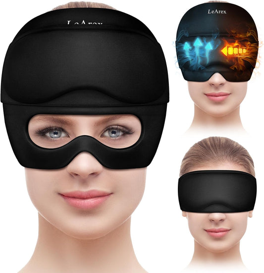 Ultimate Gel Ice Eye Mask for Migraine Relief - Dual Hot & Cold Therapy Head Wrap, Reusable Cooling Pack to Alleviate Headaches