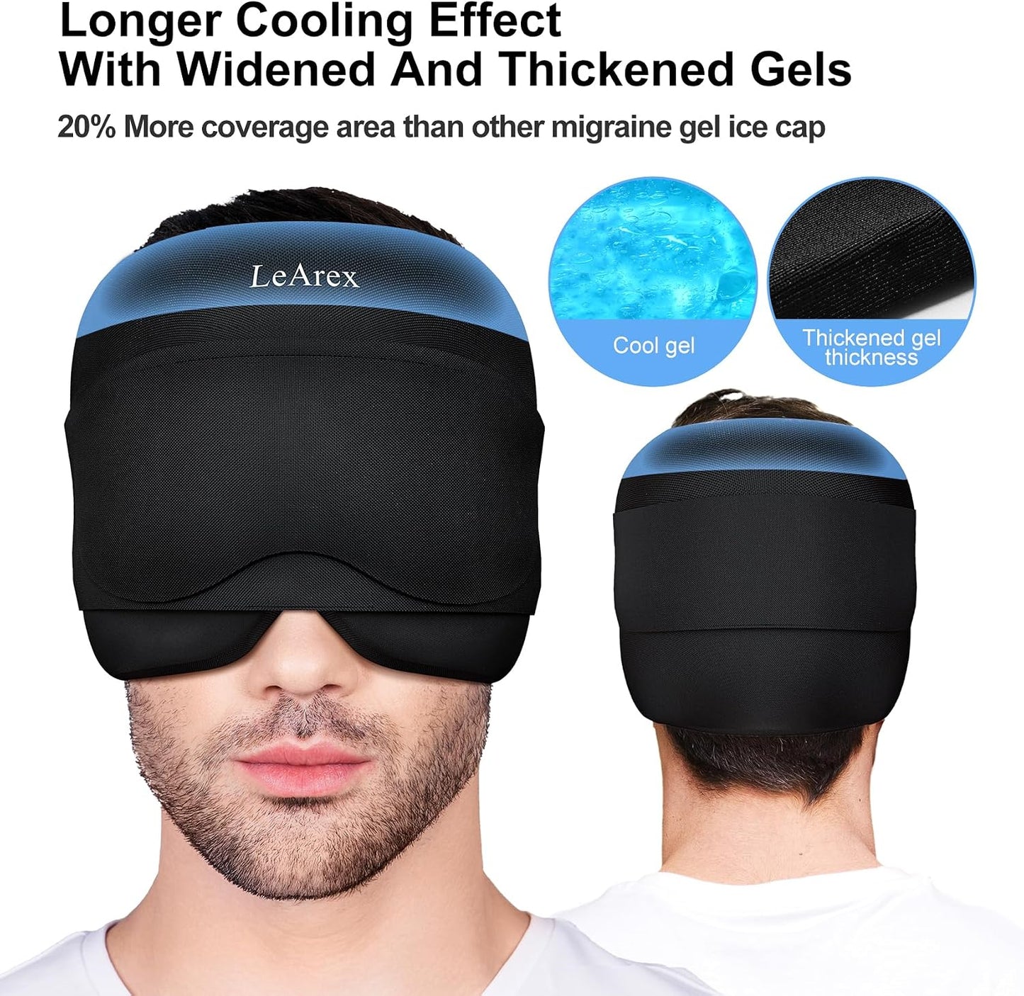 Ultimate Gel Ice Eye Mask for Migraine Relief - Dual Hot & Cold Therapy Head Wrap, Reusable Cooling Pack to Alleviate Headaches