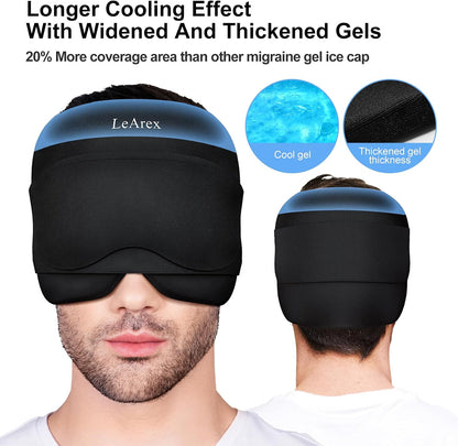 Ultimate Gel Ice Eye Mask for Migraine Relief - Dual Hot & Cold Therapy Head Wrap, Reusable Cooling Pack to Alleviate Headaches