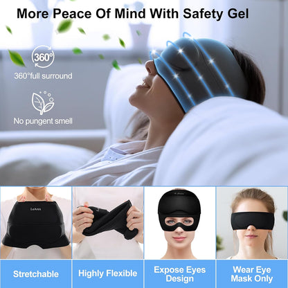 Ultimate Gel Ice Eye Mask for Migraine Relief - Dual Hot & Cold Therapy Head Wrap, Reusable Cooling Pack to Alleviate Headaches