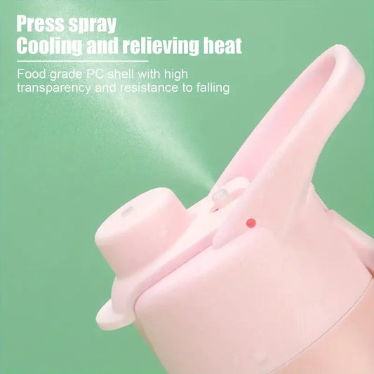 Large Capacity Gradient Frosted Spray Water Bottle with Straw - Perfect for Outdoor Sports & Travel!