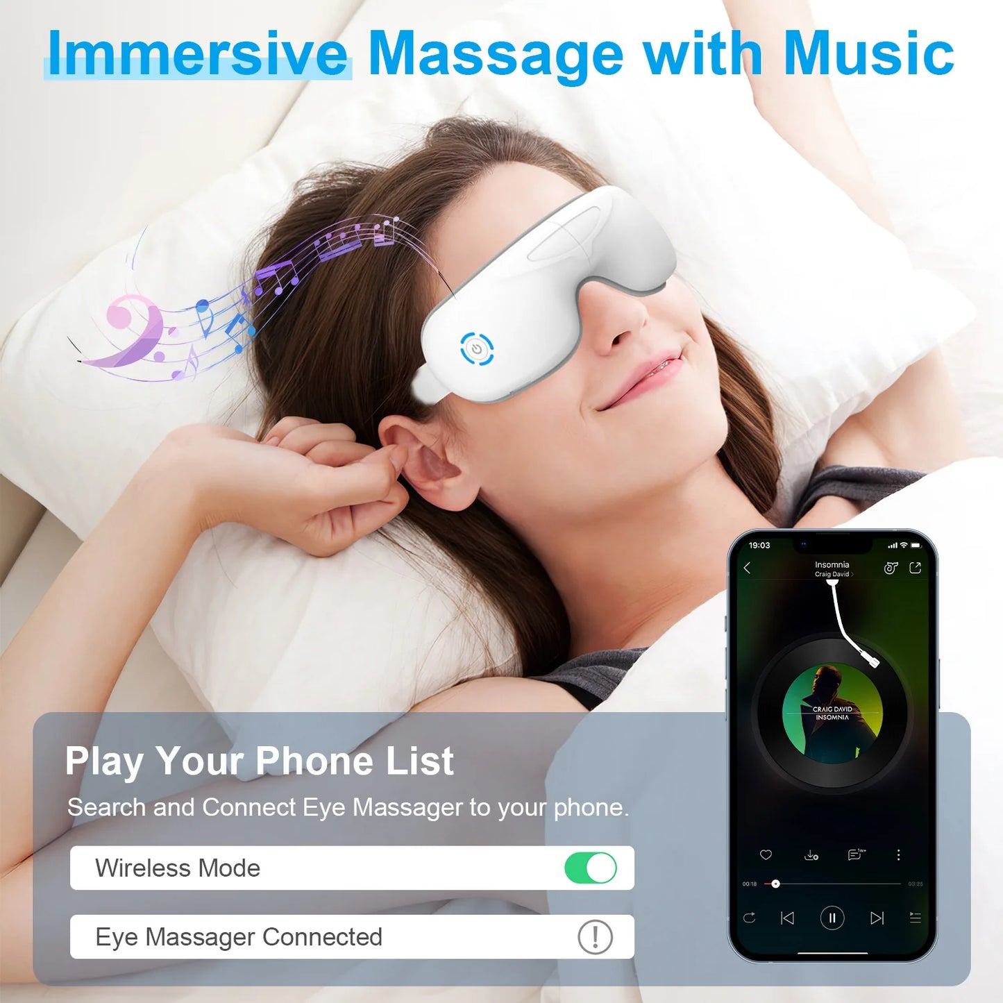 Ultimate Eye Massager with Heat & Music - Rechargeable Wireless Relief for All Ages