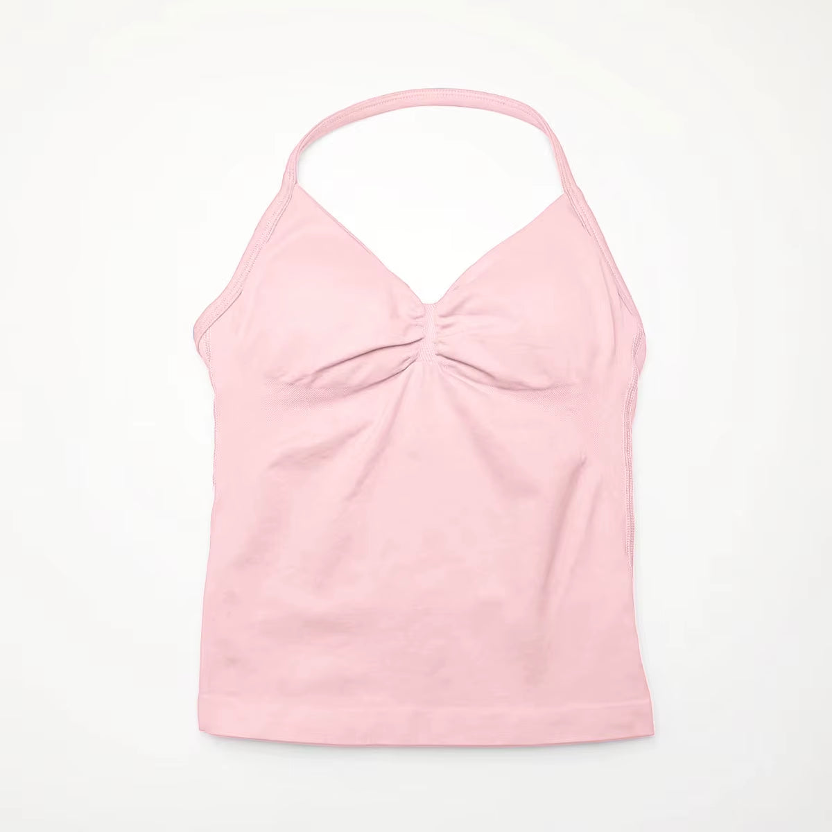 Gym Longline Strappy Top Women Seamless Yoga Tank with Removable Pads V Neck Workout Clothes Sports Running Fitness Vest