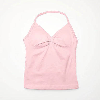 Gym Longline Strappy Top Women Seamless Yoga Tank with Removable Pads V Neck Workout Clothes Sports Running Fitness Vest