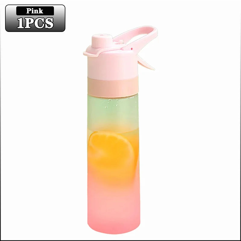 Large Capacity Gradient Frosted Spray Water Bottle with Straw - Perfect for Outdoor Sports & Travel!