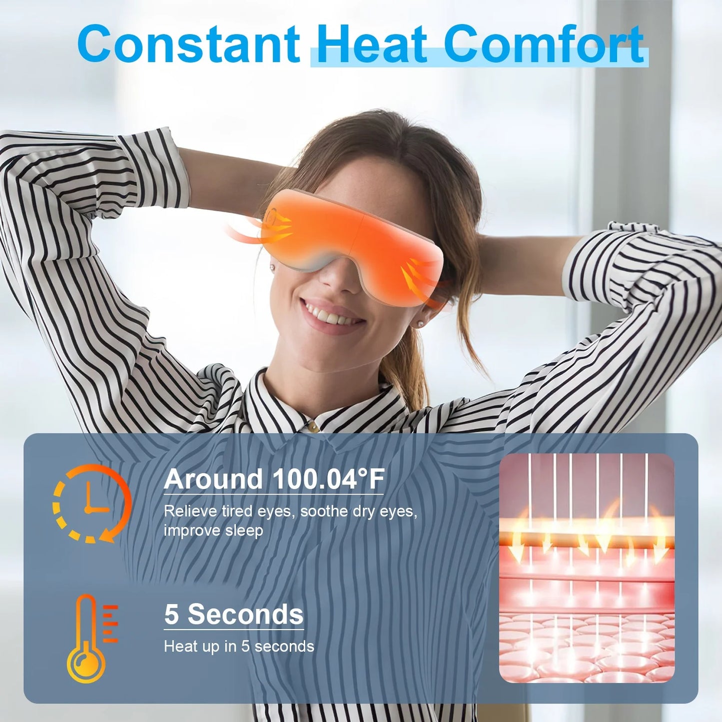 Ultimate Eye Massager with Heat & Music - Rechargeable Wireless Relief for All Ages