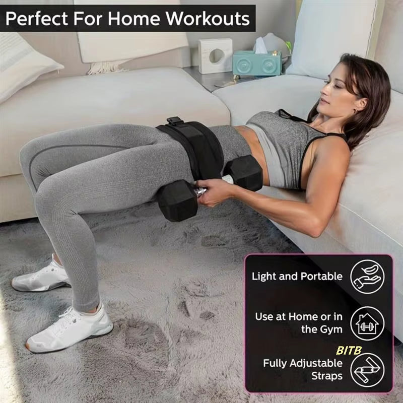 Sports Hip Thrust Belt Glute Trainer Adjustable Hip Thrust Belt for Dumbbells Men Women Home Workout Equipment