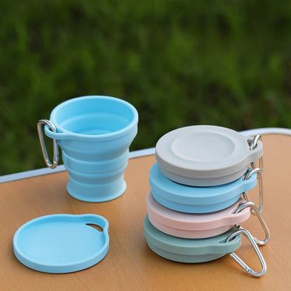 1Pc Folding Mug with Hanging Hole Silicone for Hot Drinks Compact and Drop Resistant Travel Portable Outdoor Camping Tableware