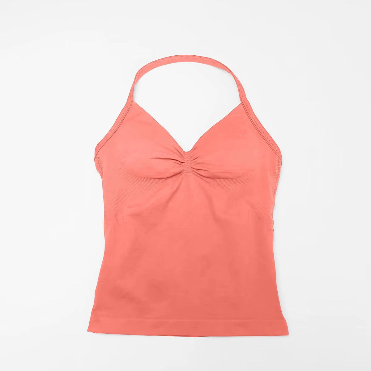 Gym Longline Strappy Top Women Seamless Yoga Tank with Removable Pads V Neck Workout Clothes Sports Running Fitness Vest