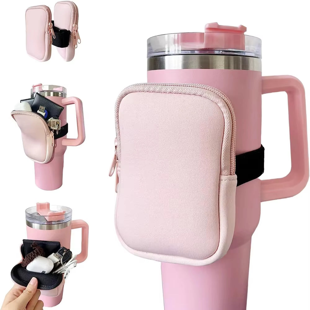Water Bottle Pouch for for  Cup 40Oz/20Oz/30Oz Water Bottle Caddy Neoprene Tumbler Bag for Cards Keys Wallet Earphone