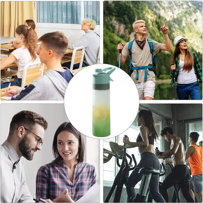 Large Capacity Gradient Frosted Spray Water Bottle with Straw - Perfect for Outdoor Sports & Travel!