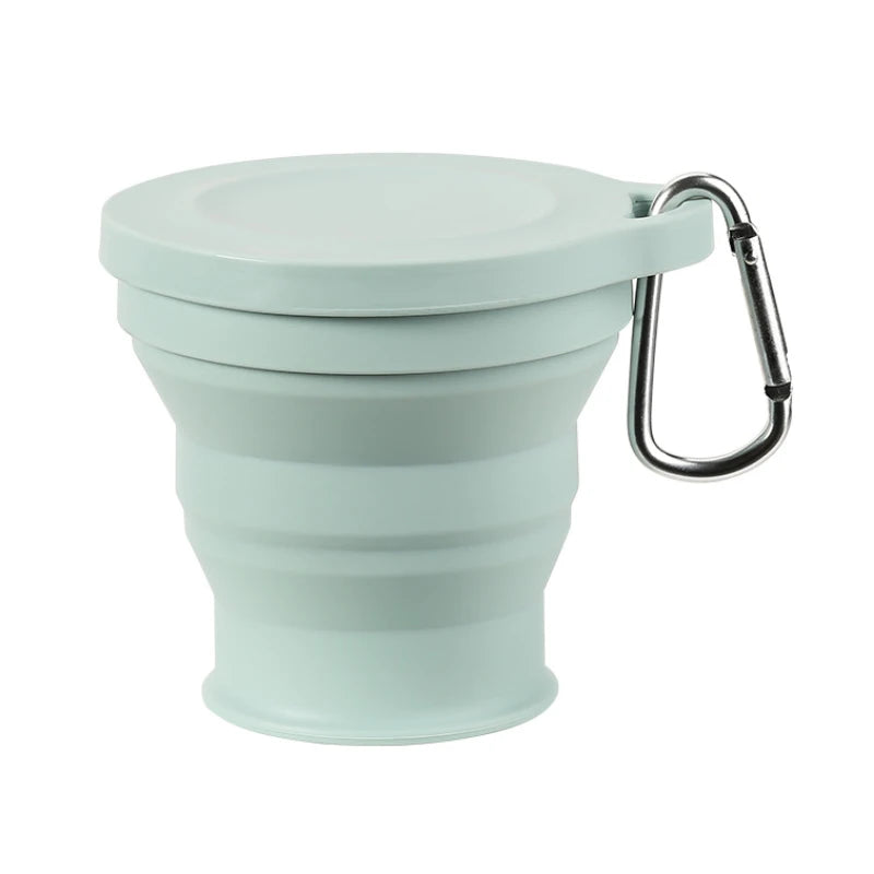 1Pc Folding Mug with Hanging Hole Silicone for Hot Drinks Compact and Drop Resistant Travel Portable Outdoor Camping Tableware