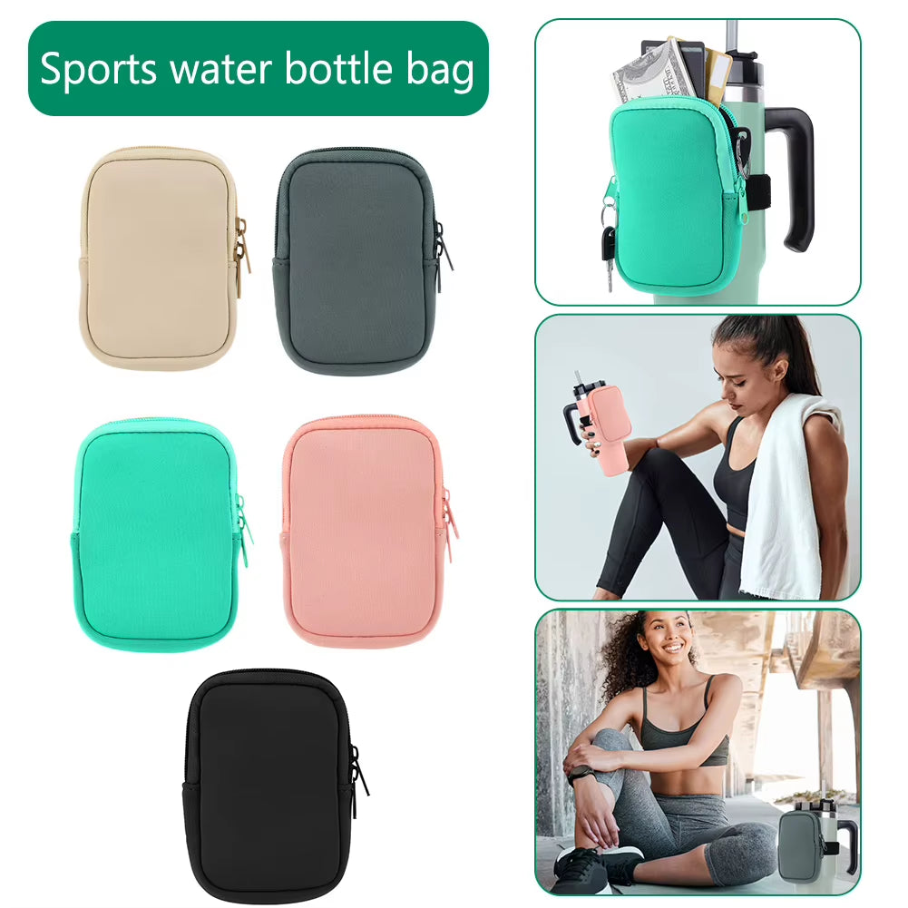 Water Bottle Pouch for for  Cup 40Oz/20Oz/30Oz Water Bottle Caddy Neoprene Tumbler Bag for Cards Keys Wallet Earphone