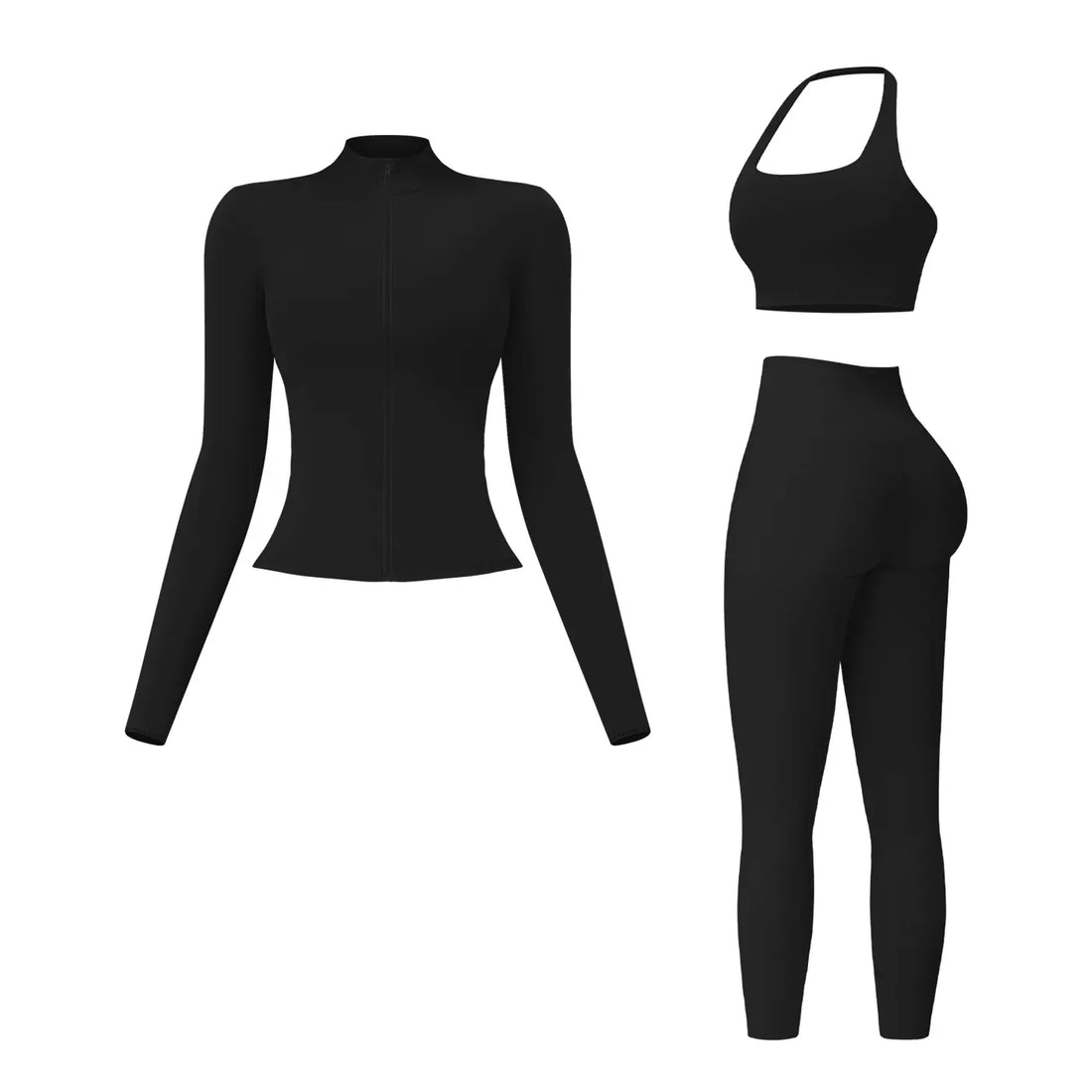 MFVIM Women'S 2-Piece Ribbed Sports Sweat Suit - Long Sleeve Zip Front Crop Top & High Waist Leggings, Modest Fashion Outdoor Set for Yoga, Running, Two Piece Set