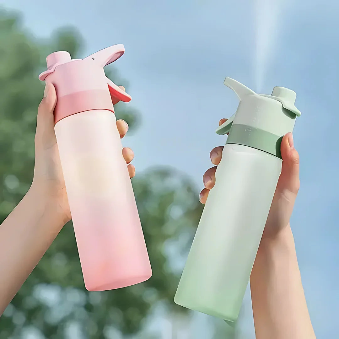 Large Capacity Gradient Frosted Spray Water Bottle with Straw - Perfect for Outdoor Sports & Travel!