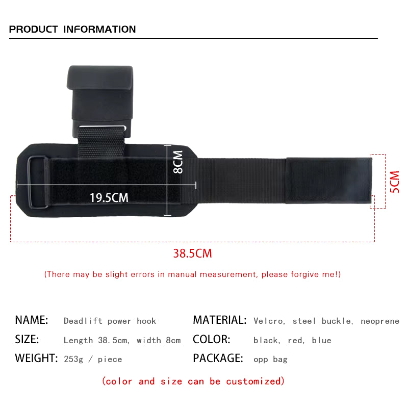 Weight Lifting Hook Grips with Wrist Wraps Hand-Bar Wrist Strap Gym Fitness Hook Weight Strap Pull-Ups Power Lifting Gloves