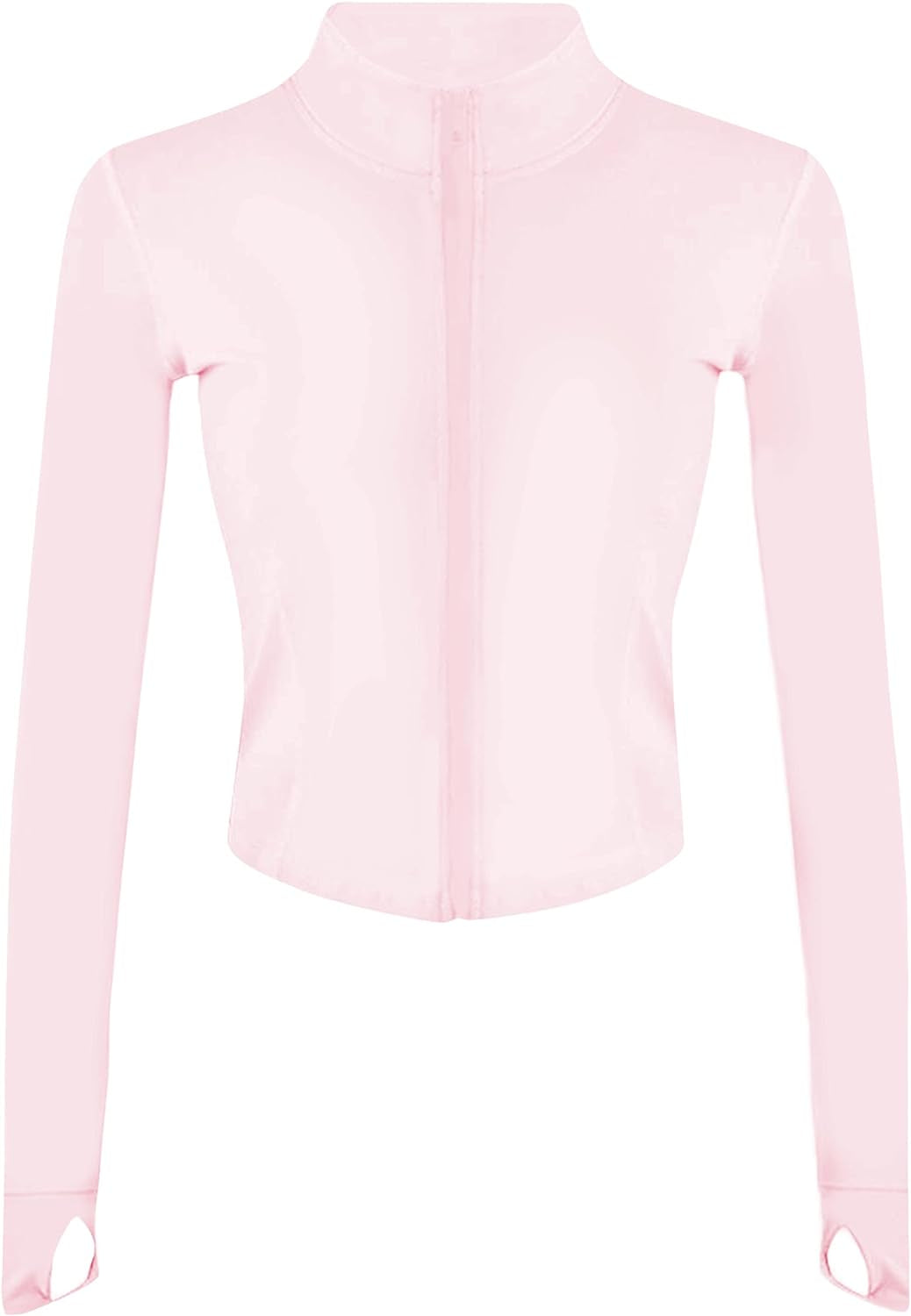 Women's Cropped Zip-Up Athletic Jacket with Thumb Holes - Perfect for Running and Workouts