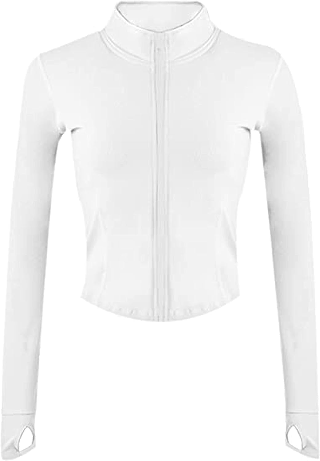 Women's Cropped Zip-Up Athletic Jacket with Thumb Holes - Perfect for Running and Workouts