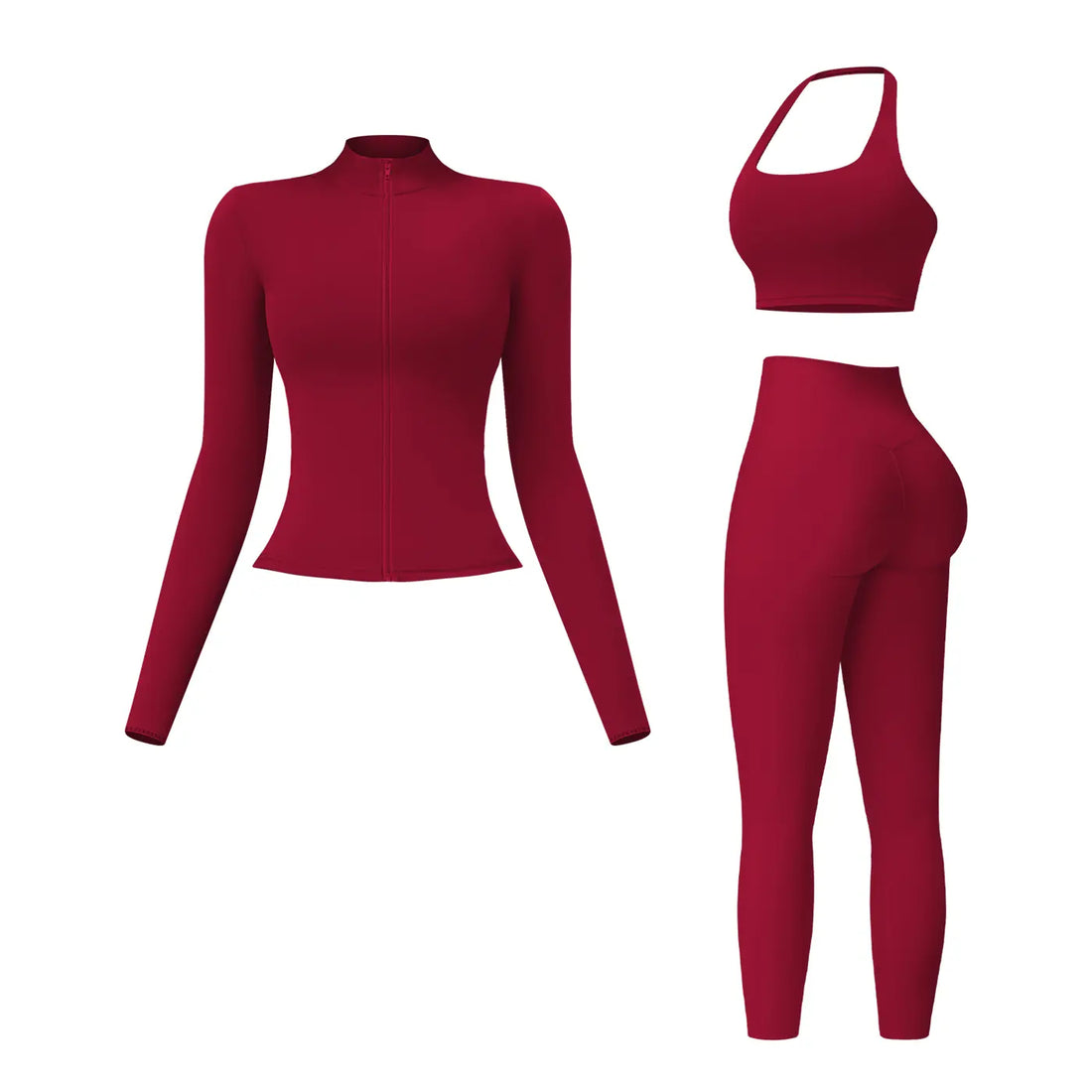 MFVIM Women'S 2-Piece Ribbed Sports Sweat Suit - Long Sleeve Zip Front Crop Top & High Waist Leggings, Modest Fashion Outdoor Set for Yoga, Running, Two Piece Set