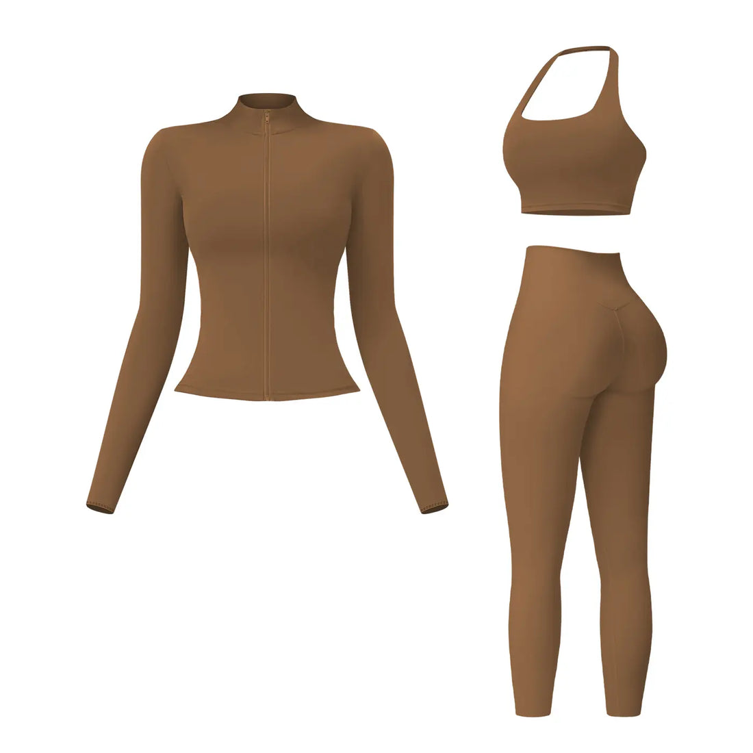 MFVIM Women'S 2-Piece Ribbed Sports Sweat Suit - Long Sleeve Zip Front Crop Top & High Waist Leggings, Modest Fashion Outdoor Set for Yoga, Running, Two Piece Set