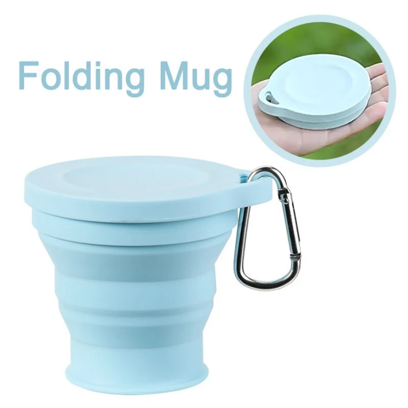 1Pc Folding Mug with Hanging Hole Silicone for Hot Drinks Compact and Drop Resistant Travel Portable Outdoor Camping Tableware