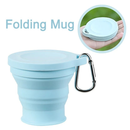 1Pc Folding Mug with Hanging Hole Silicone for Hot Drinks Compact and Drop Resistant Travel Portable Outdoor Camping Tableware