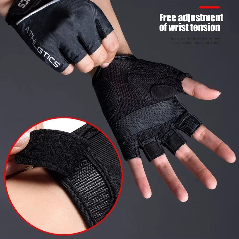 1Pair Breathable Cycling Gloves Workout Gym Gloves for Men Women Weight Lifting Fingerless Gloves Training Exercise Fitness