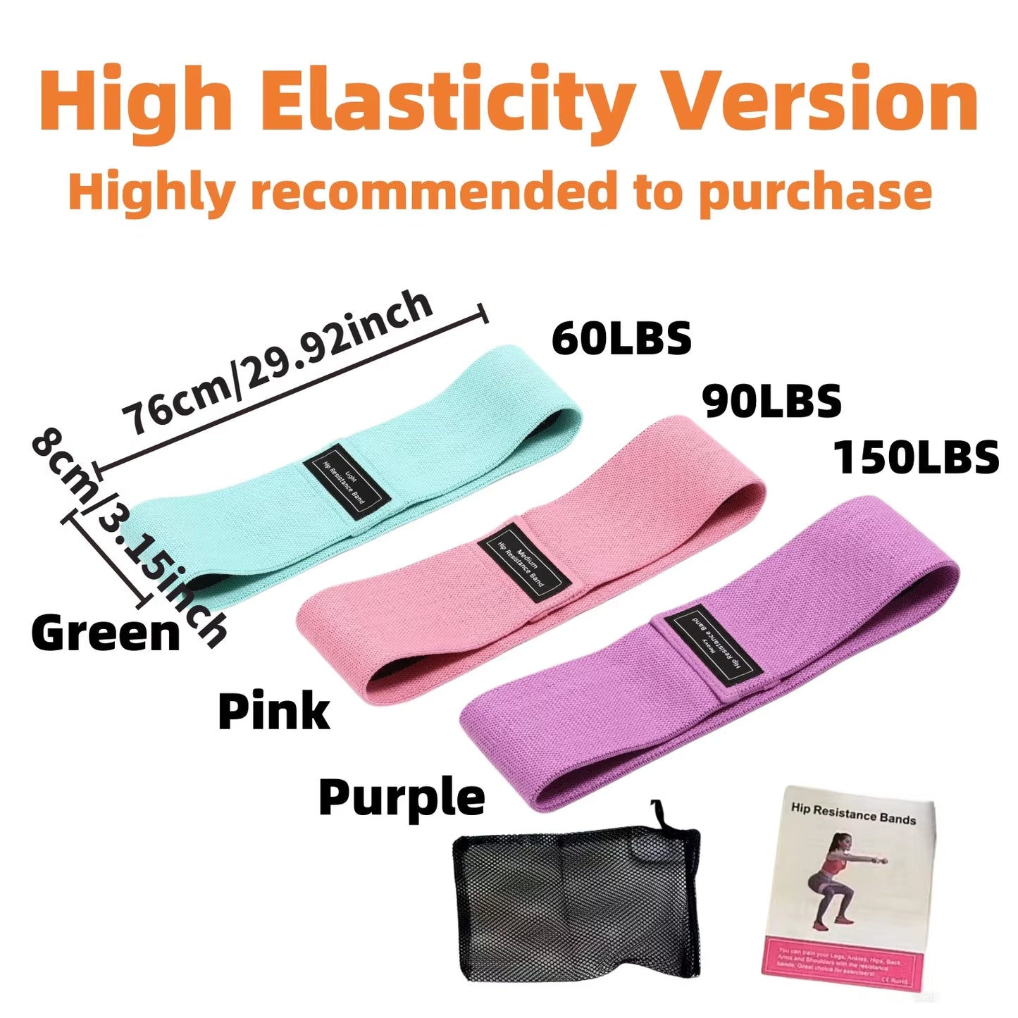 Basic Fabric Resistance Hip Booty Bands Glute Thigh Elastic Workout Bands Squat Circle Stretch Fitness Strips Loops Yoga Gym