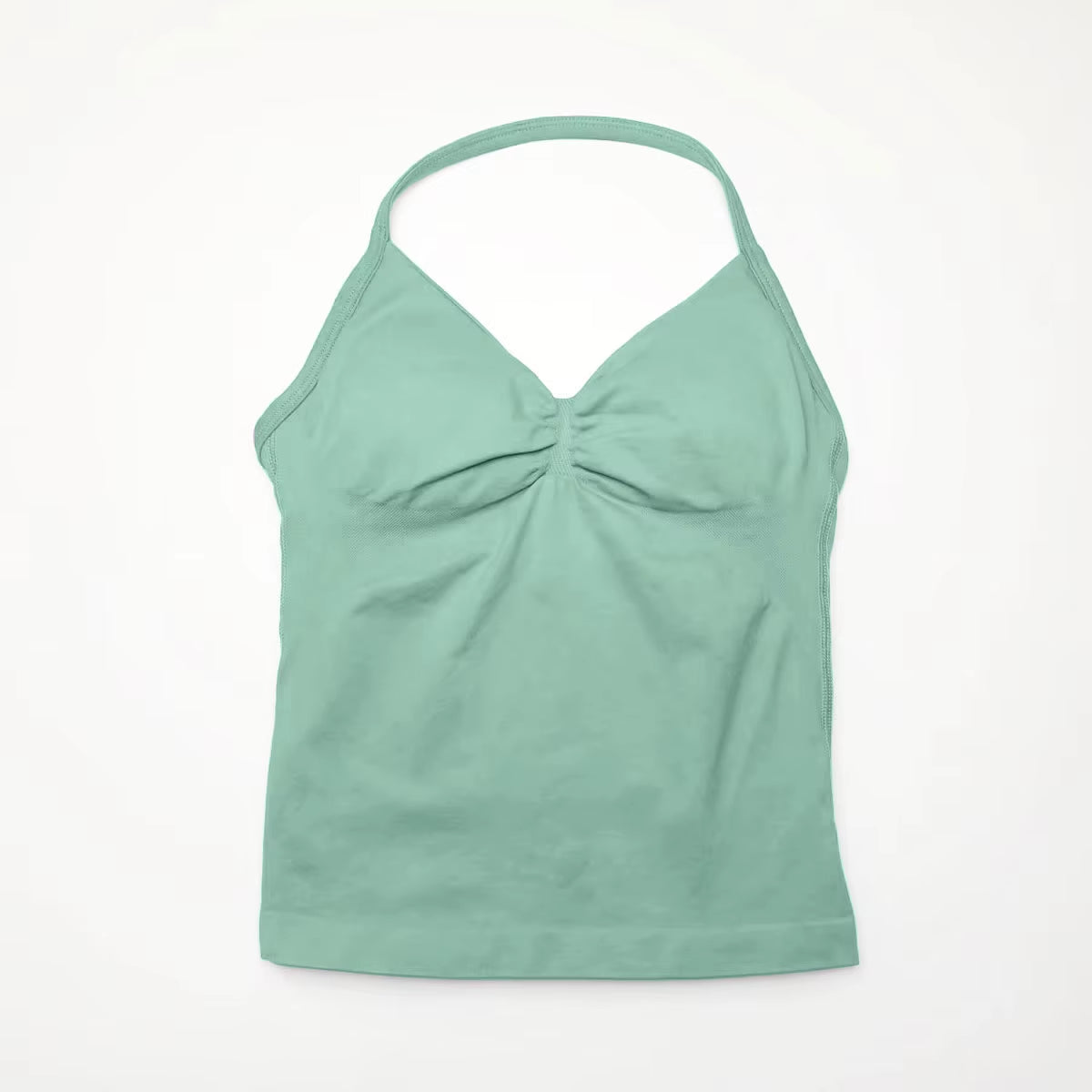 Gym Longline Strappy Top Women Seamless Yoga Tank with Removable Pads V Neck Workout Clothes Sports Running Fitness Vest