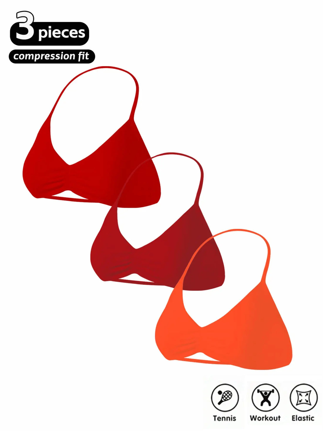Women'S 3-Pack Seamless Knitted Sports Bras, Halter Neck Sport Bra, Open Back Design, Ideal for Yoga and Gym Workouts