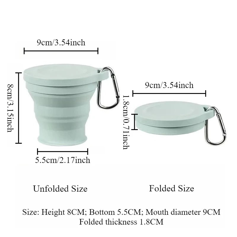 1Pc Folding Mug with Hanging Hole Silicone for Hot Drinks Compact and Drop Resistant Travel Portable Outdoor Camping Tableware