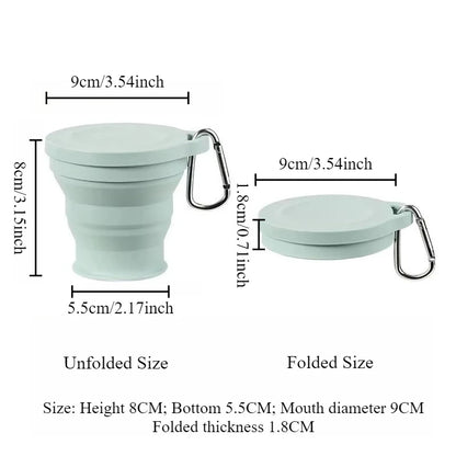 1Pc Folding Mug with Hanging Hole Silicone for Hot Drinks Compact and Drop Resistant Travel Portable Outdoor Camping Tableware