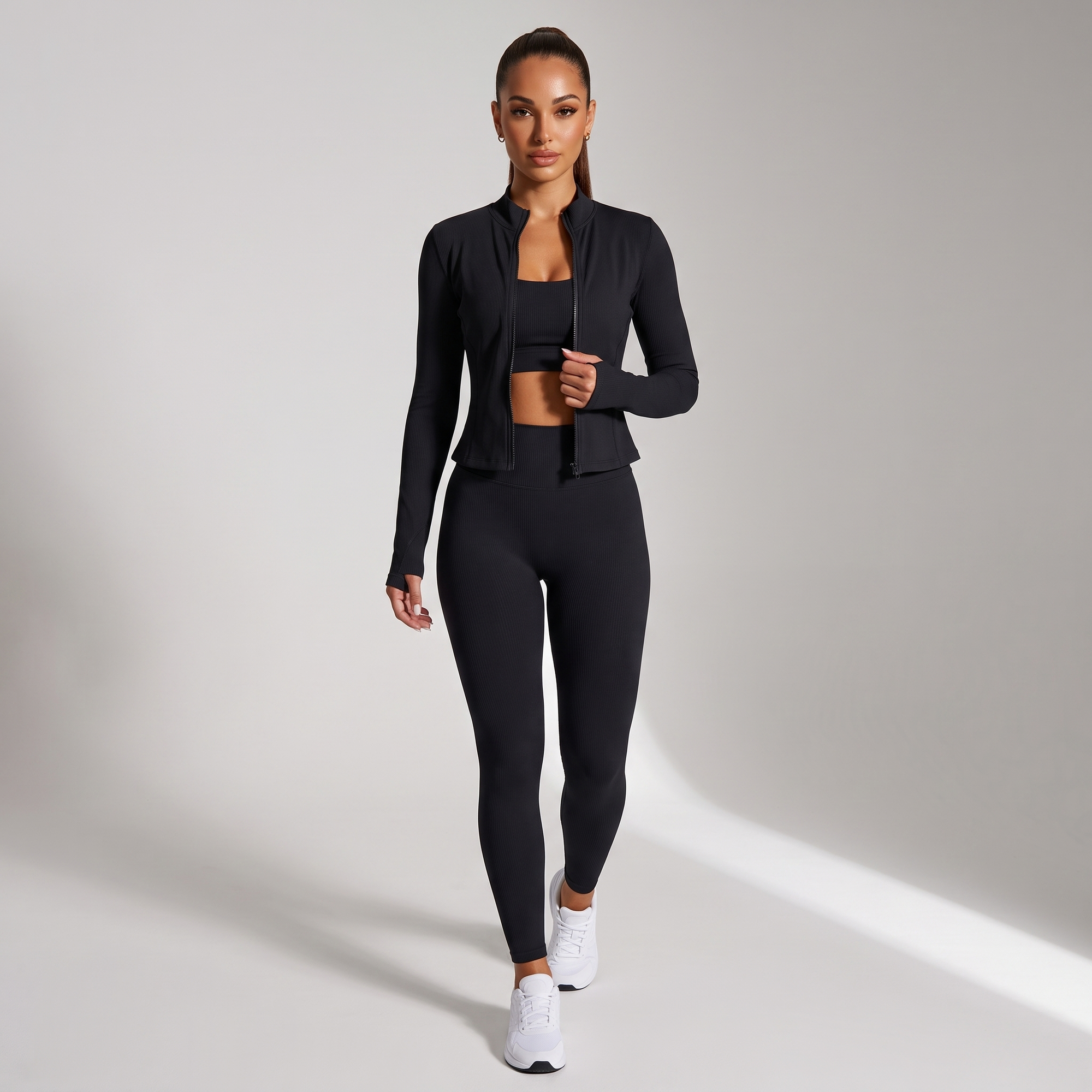Women'S 2-Piece Ribbed Sports Sweat Suit -